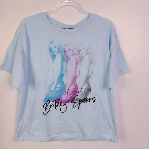 Britney Spears Retro y2k 90s Concert Graphic Tee T Shirt Light Blue Size L NWT - Picture 3 of 8